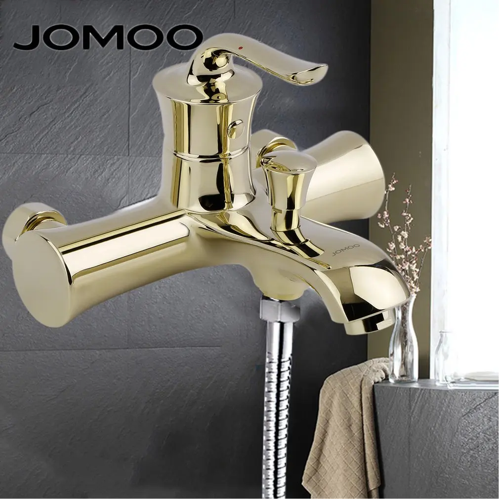 PVD фланцевый Золотой смеситель настенный кран для ванны JOMOO ванной горячей и