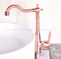 antique red copper single handle kitchen tap single hole handle swivel 360 degree water mixer tap mixer tap znf129