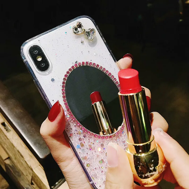Модные блестящие блестка блестками Зеркало чехол для iPhone X прозрачный мягкий