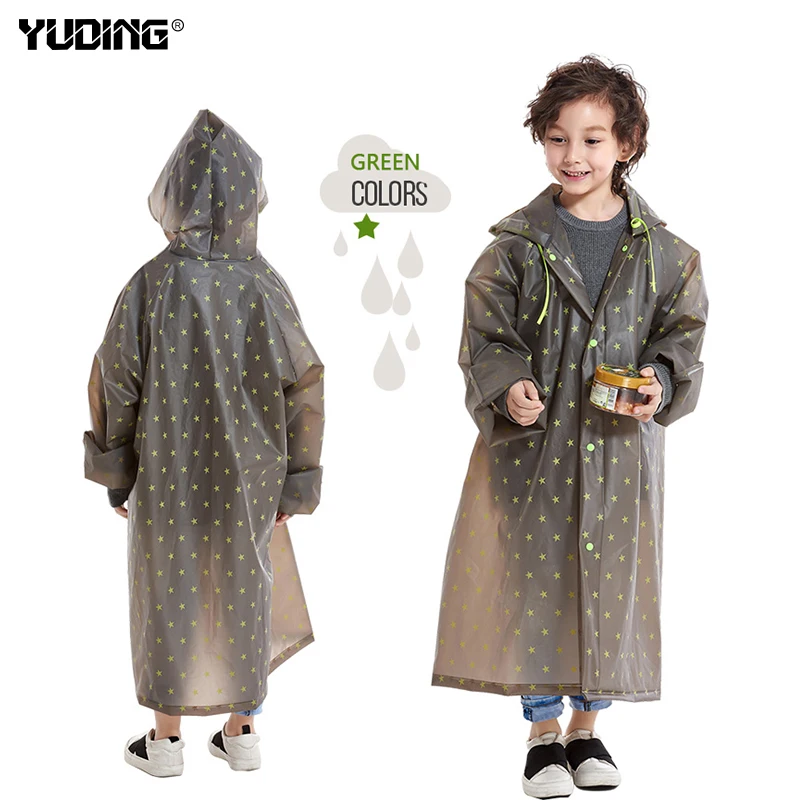 Пластиковый детский дождевик Yuding непромокаемое пончо с капюшоном для детей