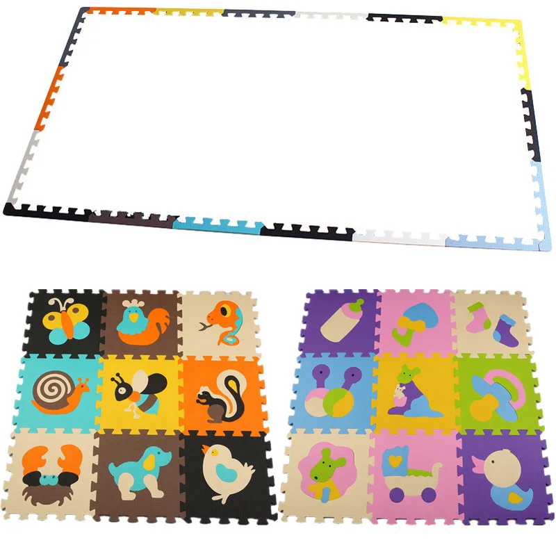 18pcs P010013 MeiQicool, 18 шт., с длинными краями, детский, EVA, пена, игровой коврик-пазл, блокировка, упражнения, плитка, напольный коврик для детей, каждый 30 см X 30 см - Цвет: 18pcs P010013