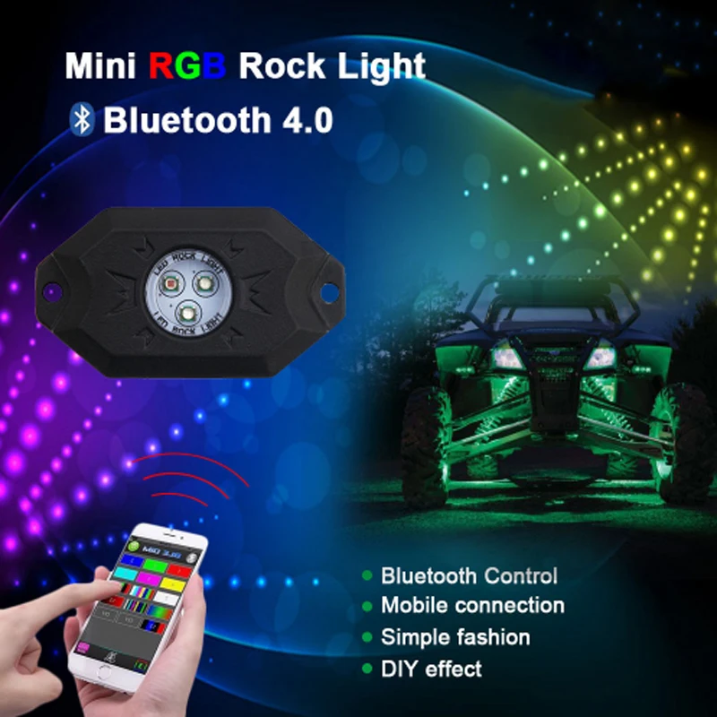 8 шт. RGB светодиодный светильник рок s беспроводной Bluetooth Музыка лодка интерьер морской палубе светильник RGB Accent Pod Комплект водонепроницаемый