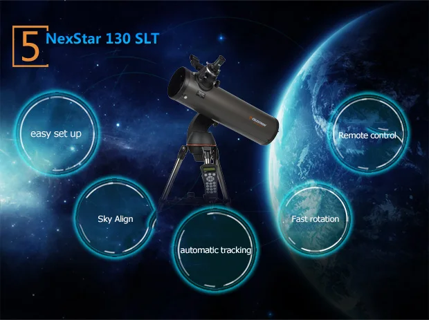 Компьютерный телескоп Celestron-NexStar 130SLT-Компактный и портативный-астрономический зеркальный оптический телескоп Newton