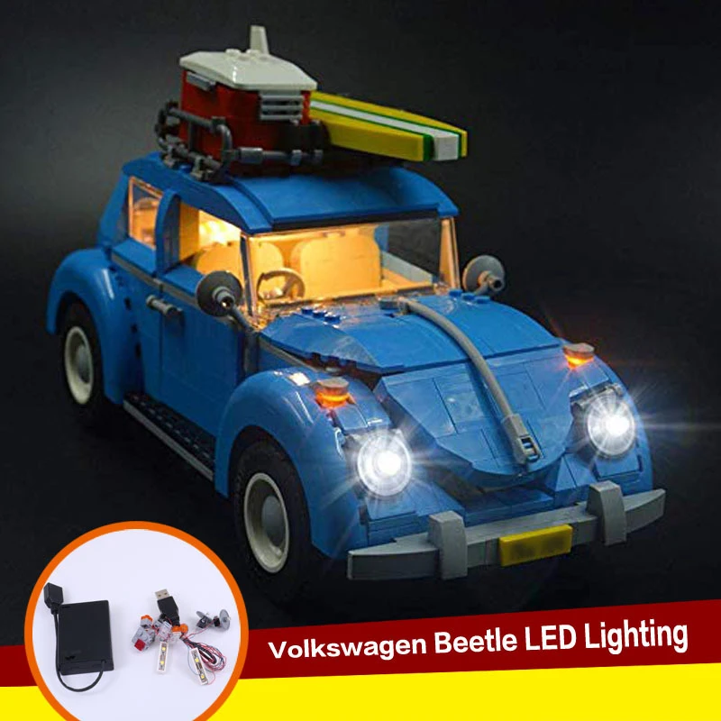 Technic 10252 Совместимость с 21003 Creator series Volkswagen Beetle Blocks светодиодный комплект