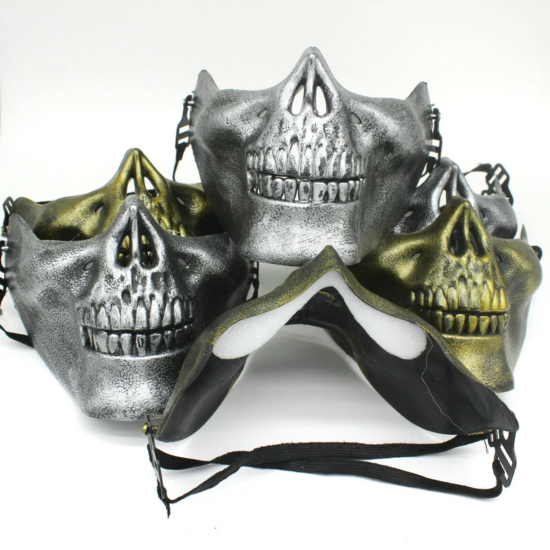 Ужас пластиковый человек Половина лица шип Череп Скелет челюсти маска для