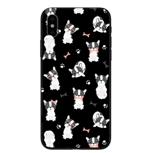 Casos de telefone Buldogue Frances Arte Para iphone X XR XS MAX 8 7 6 5 4 Бостон-терьер собака Роза силиконовый Suave Fundas Coque