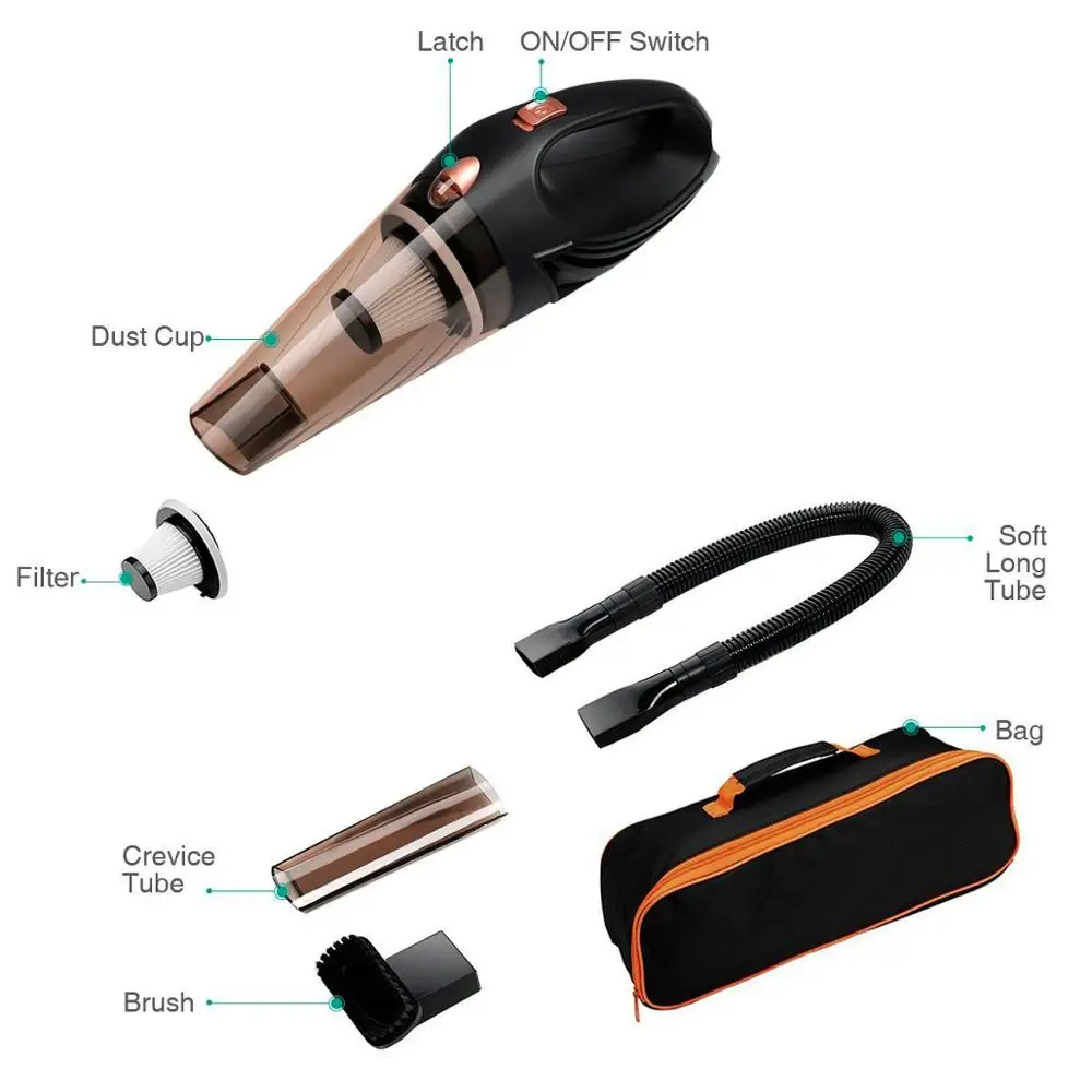 

HF2001W Cordless Handheld Powerful Portable Car Vacuum Cleaner, Rechargeable Vacuum Wet Dry for Home & Car Cleaning