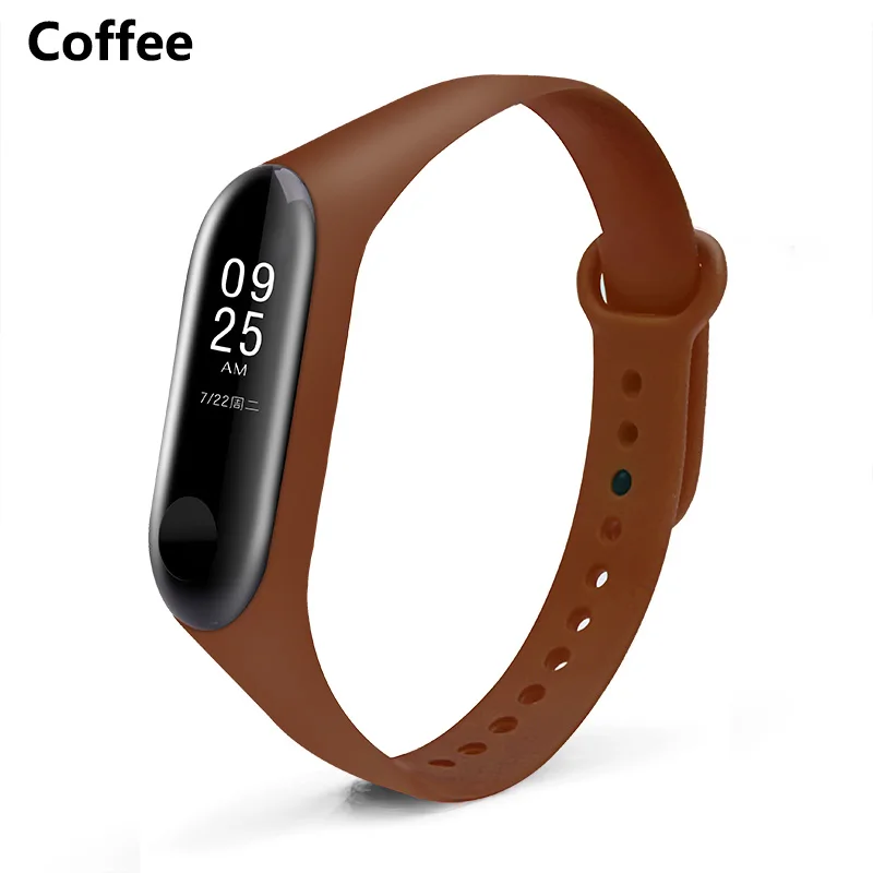 Coffee BOORUI mi Band 3 ремешок mi band 4 ремешка силиконовый чистый цветной mi band 3 4 аксессуары для xiaomi mi band 3 4 смарт-браслеты - Цвет: Coffee