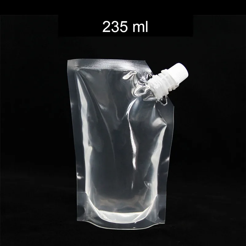 235ml 4/1 шт прозрачный пластмассовый мешочек для сока, вина, молока, кофе, жидких напитков, кетчуп, сумки для хранения пищевых материалов, колбы, BPA воронка - Цвет: 235ml