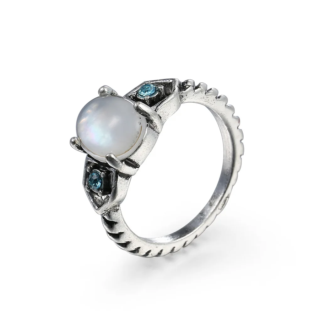 Винтажные модные кольца Anillos на палец с винтажным натуральным камнем лунный