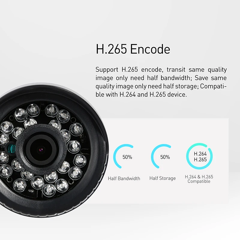 H.265 Водонепроницаемая 3MP наружная ip-камера 1296P / 1080P светодиодный ИК-Пуля