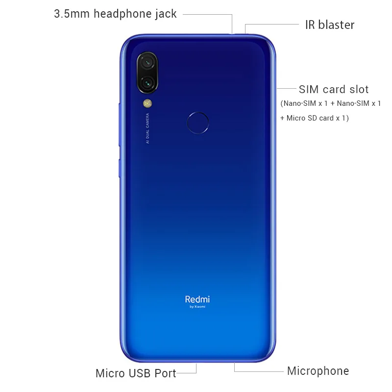 Телефон Xiaomi Redmi 7 глобальной прошивки 4 ГБ 64 восьмиядерный процессор Snapdragon 632