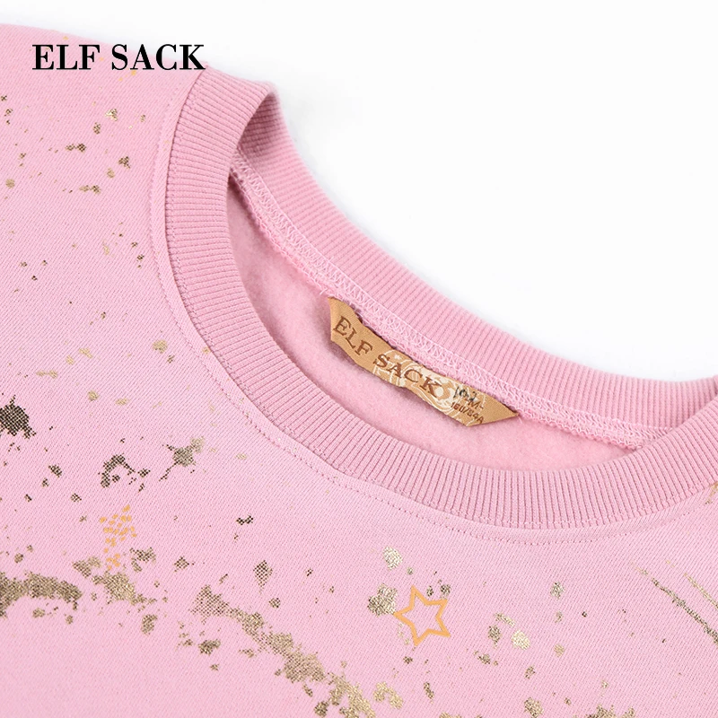 Женский свитер ELFSACK с круглым вырезом и принтом|Женские толстовки свитшоты| |