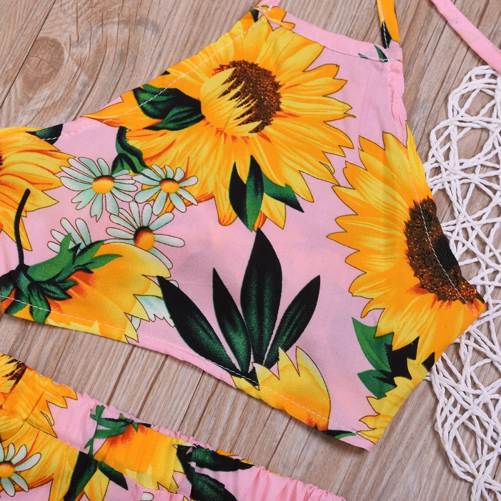 Новые Топы с подсолнухами для маленьких девочек шорты комплект из 2 предметов