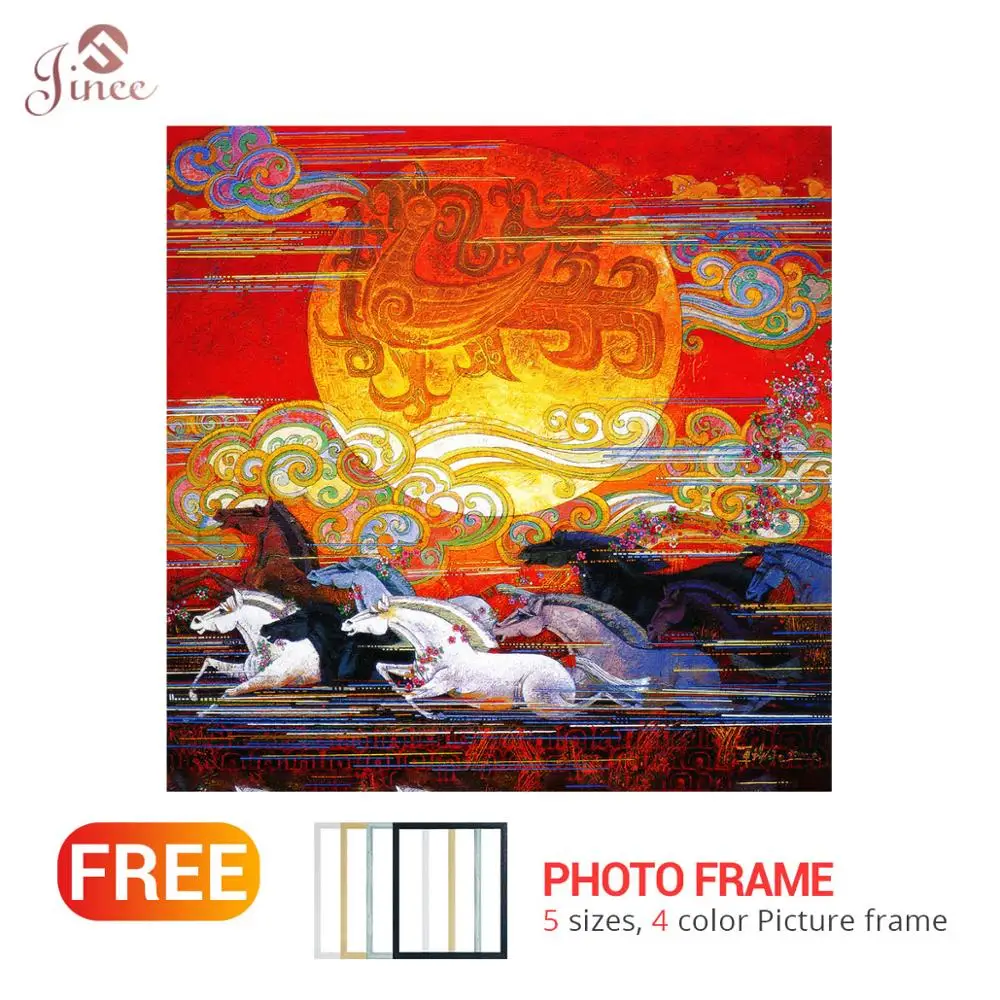 

Framed DIY Diamond Painting Colorful Animal Horse Rabbit Cross Stitch Round Square Diamond Painting Rhinestones Gift
