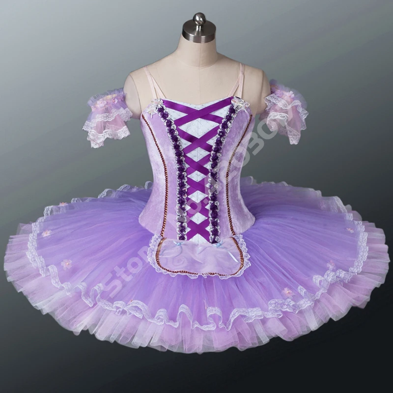 

Профессиональная балетная пачка для взрослых с фиолетовым лебедем и озером, женский белый кружевной балетный костюм с вышивкой, балетная п...