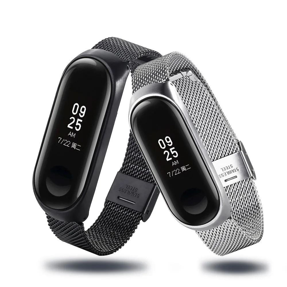 Серебряный браслет из нержавеющей стали для Xiaomi M3, металлический ремешок для часов, умный Браслет Miband 3, сменные ремешки для часов 3