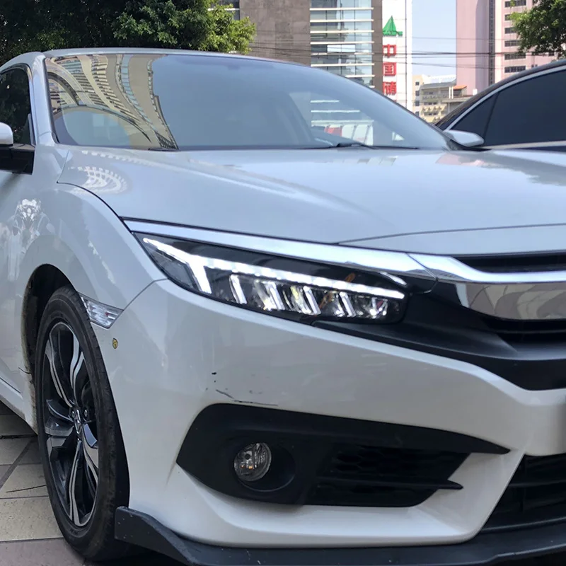 Автомобильный Стайлинг для новых Honda Civic- фары для civic DRL линзы новые Civic светодиодный фары с динамическим поворотом