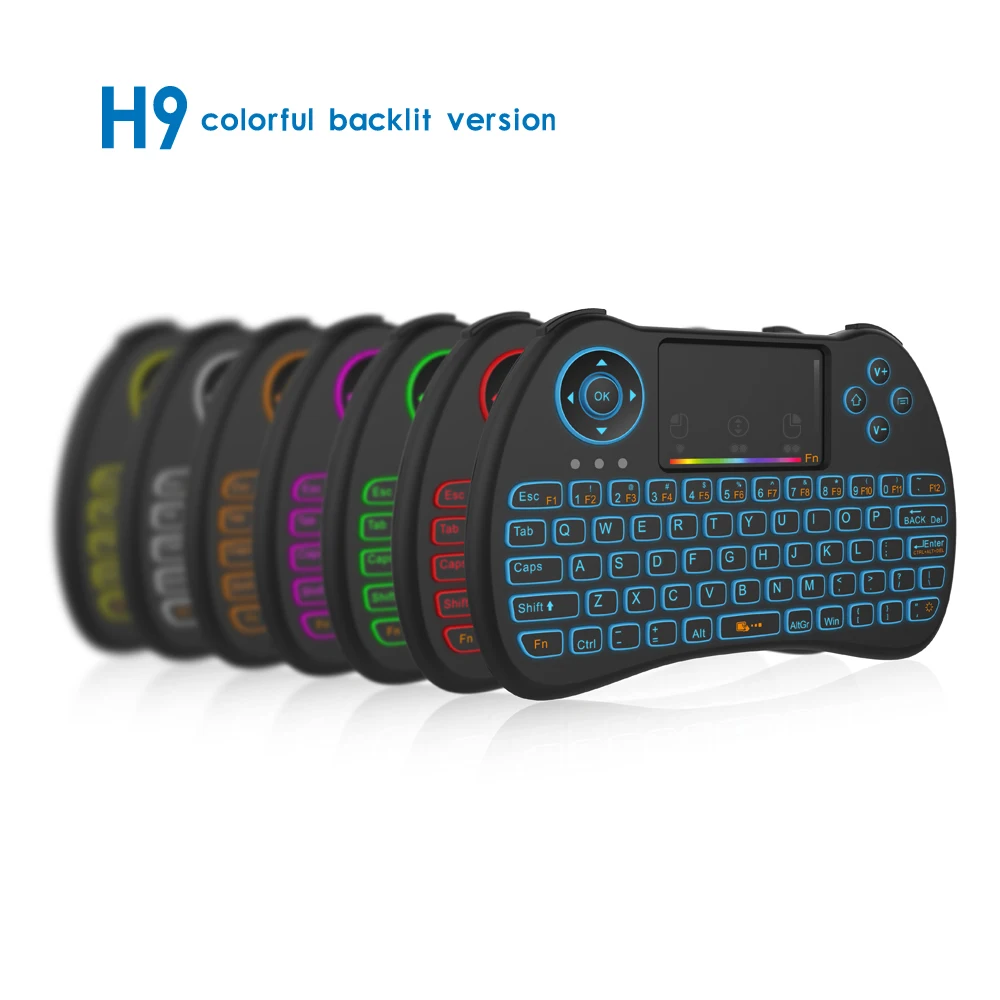 H9 7 видов цветов RGB с подсветкой 2 4 ГГц мини беспроводная клавиатура на английском