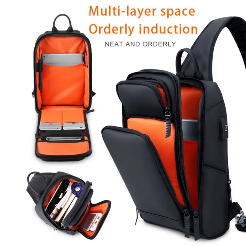 OUTWALK Crossbody Bags for Men Messenger Chest Bag Pack Casual Waterproof Nylon Single Shoulder Strap 2019 New Fashion | Багаж и сумки