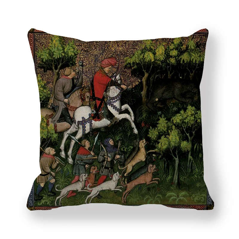 45cm*45cm medieval greyhound and Royal Hunt linen/cotton throw pillow covers couch cushion cover home decor pillow