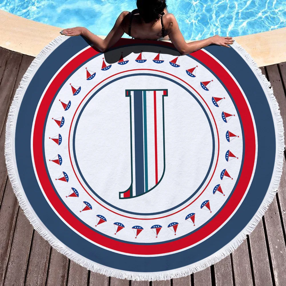 Printed letters Blanket Women Bath Towel for Beach Thick Round 3d print Fabric Quick Compressed new style-9 |