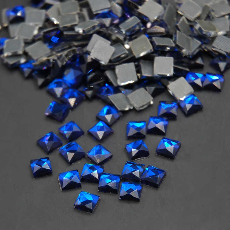 dark blue 6 мм, 200 шт., 16 цветов, квадратная форма, горячая фиксация, стеклянные стразы DMC, горячая фиксация, хрустальные камни для DIY одежды, креативный дизайн - Color: dark blue