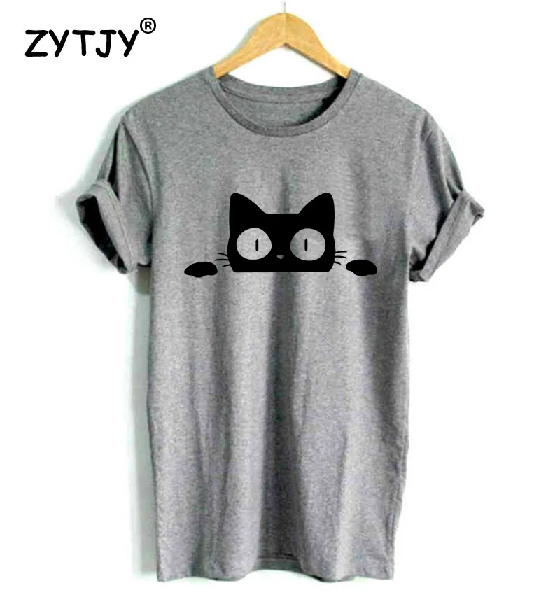 

Cat Peeking Print Women tshirt Casual Cotton Hipster Funny t shirt For Girl Lady Top Tumblr Drop Ship BA-268