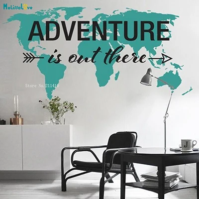 color 1 Wanderlust карта мира Wsll наклейка керамическая ваза-крупное украшение для офиса школы самоклеющиеся виниловые красивые фрески подарок YT1475 - Цвет: color 1