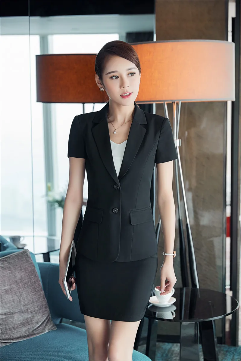 Новая Мода 2017 Лето короткий рукав формальный Блейзер Пальто для офиса Дамская