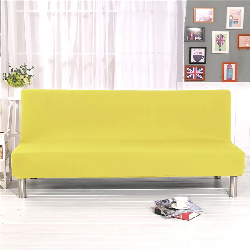 Candy Yellow Однотонный эластичный чехол для дивана без подлокотника, съемные стрейч Чехлы для дивана, все включено, раскладной диван-кровать, 180-210 см - Цвет: Candy Yellow