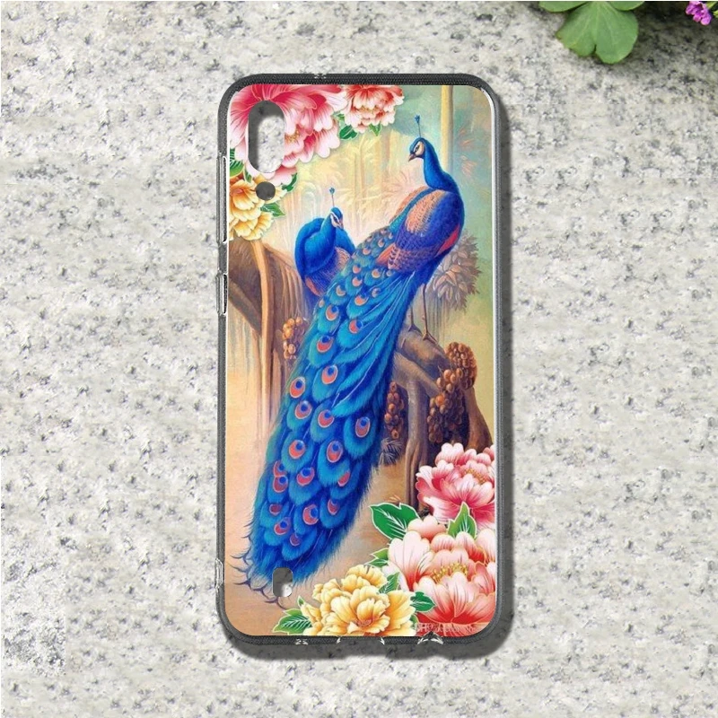 Павлин Мягкие TPU мобильного чехол для телефона samsung Galaxy S3 S4 S5 S6 S7 S8 S9 S10 мини edge Plus