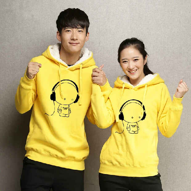 2017 Winter Thick Warm Sweatshirt Women Men Lovers Cartoon Music Cotton Fleece Hoodies Couples Hoodie Coat Pullover 6 Colors | Женская