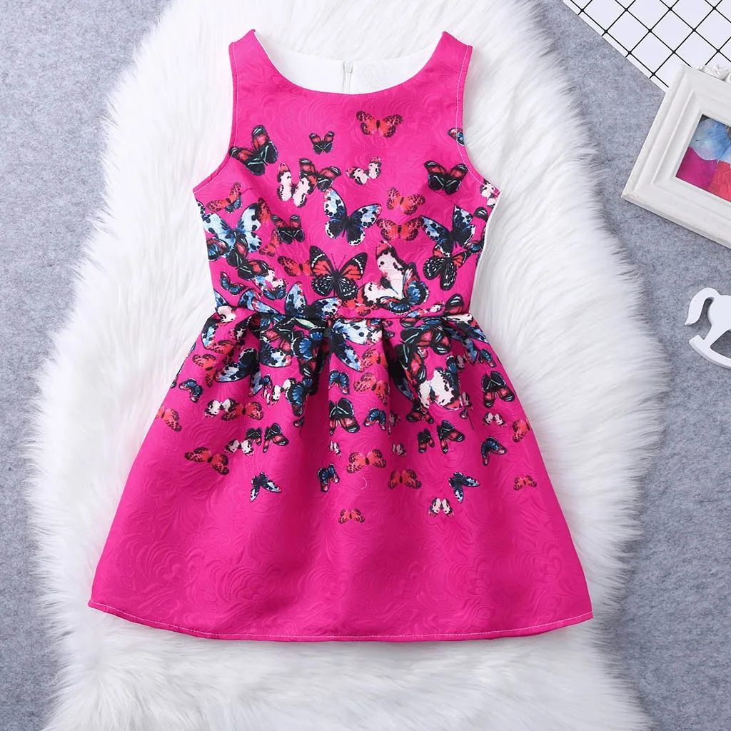 MUQGEW Kids New Fashion Summer Children Baby Girl Print Butterfly Dress Sleeveless Party Princess Clothes | Детская одежда и обувь