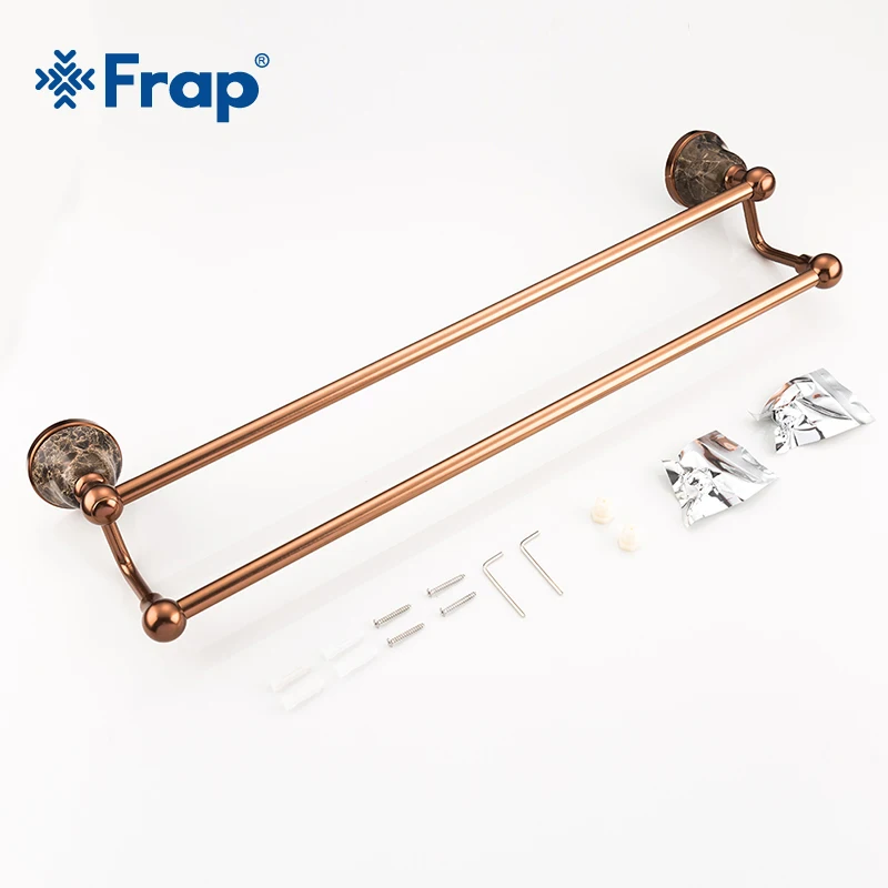 

Frap Space Aluminum Double Towel Bar Rose Gold Towel Rack In The Bathroom Wall Mounted Towel Holder Bathroom Accessories Y18086