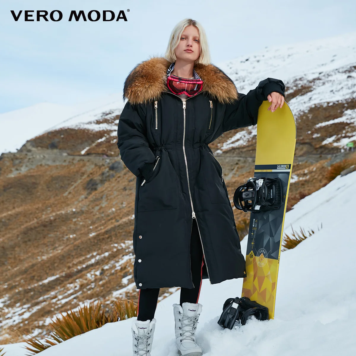 Vero Moda пуховик женский новая куртка-пуховик с воротником из 80% меха енота | 318412505 - Цвет: Black