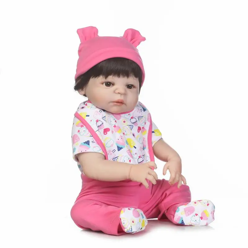 Новинка 2017 22 дюйма 55 см полностью виниловая babydoll с париком волосы девушка