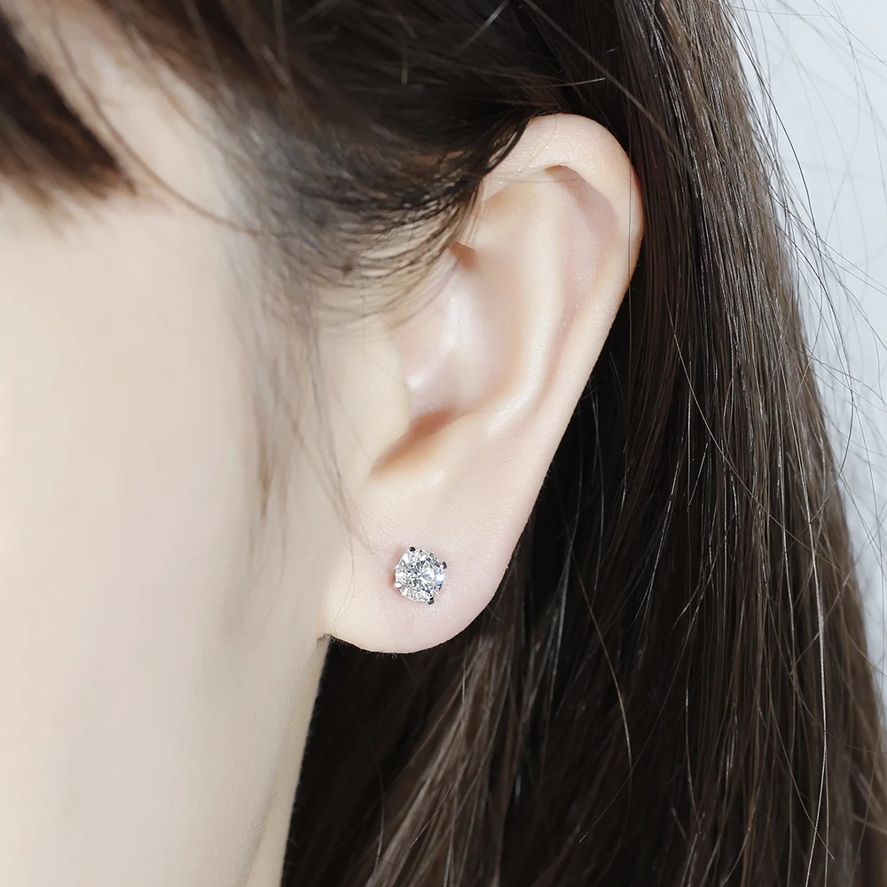 Серьги-гвоздики с муассантом DovEggs Elengant 14 K 585 белые золотые 1CTW 5 мм | Украшения и