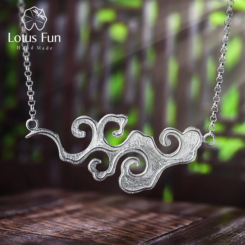 

Lotus Fun Real 925 Sterling Silver Handmade Designer Original Fine Jewelry Sunset Cloud Pendant Necklace for Women
