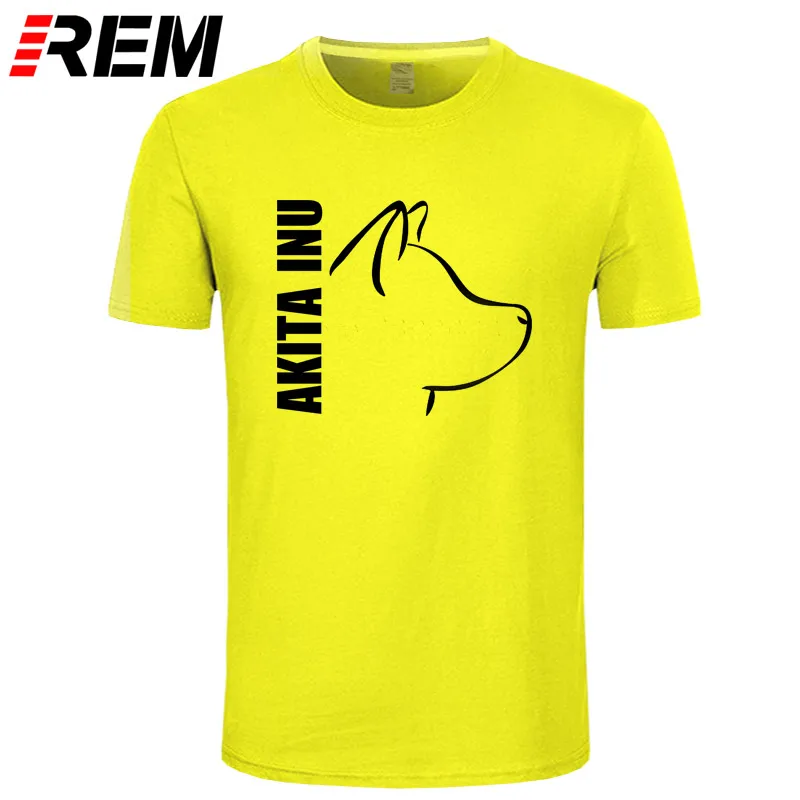 Akita Inu Dog мужские футболки отличные футболки мужские с коротким рукавом хлопок Пользовательские Большие размеры летние футболки для подростков - Цвет: yellow black