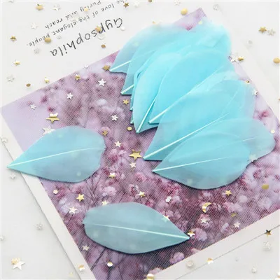Light blue 50p Перья боа, натуральные перья, лебедь, плюсы, 4-8 см, перья фазана, свадебные украшения, 50 штук/партия - Цвет: Light blue 50p