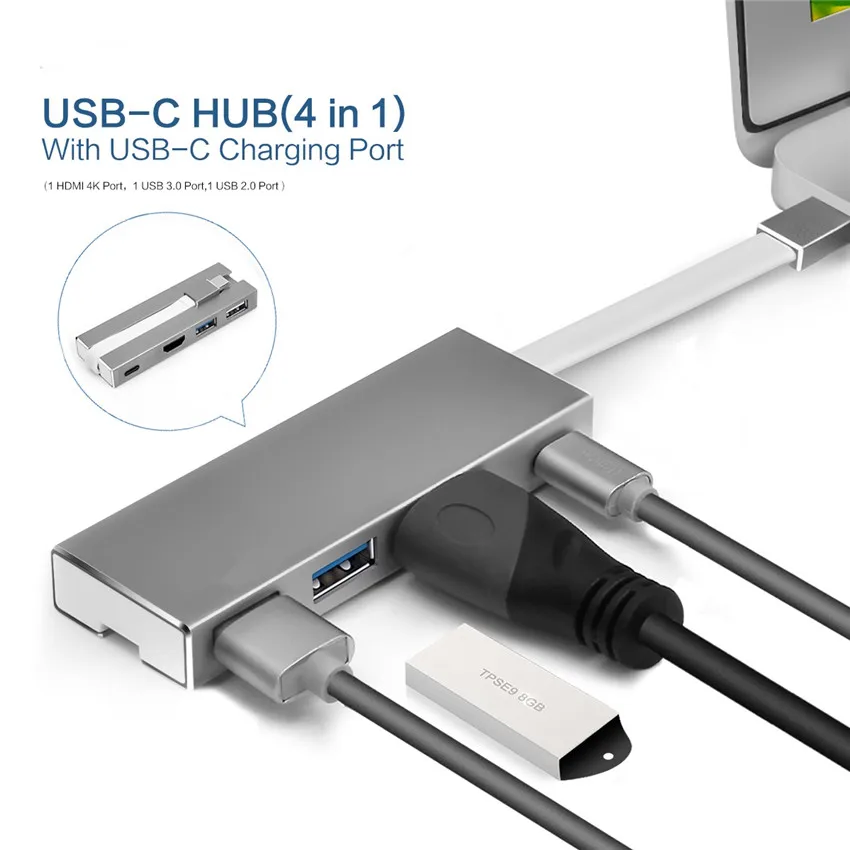 Thunderbolt 3 док концентратор USB Type C в UHD HDMI 4K 0 2 PD зарядный конвертер адаптер для Macbook Pro