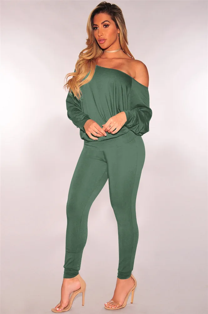 

Womens Two Piece Sets 2019 Female spring Suit Off Shoulder Sexy Two Piece Set Top And Pants Fashion Plus Size Women Clothing