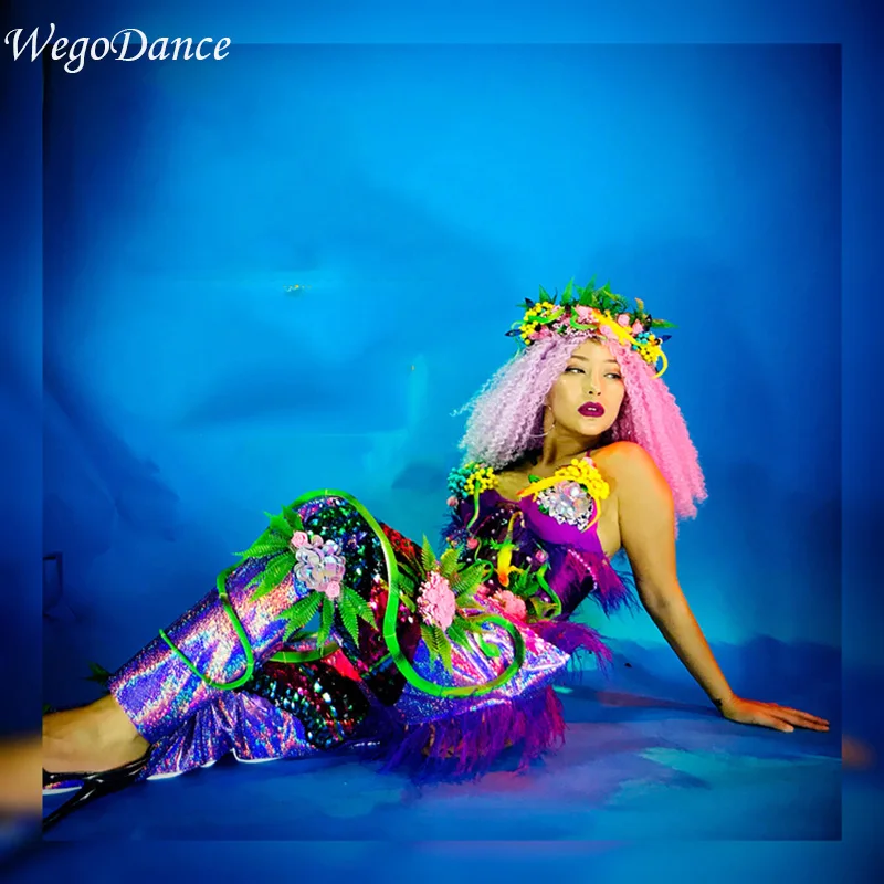 

custom sexy colorful nightclub gogo dj dancer Women's Evening Party Wear Luxurious Singer costume freeshipping