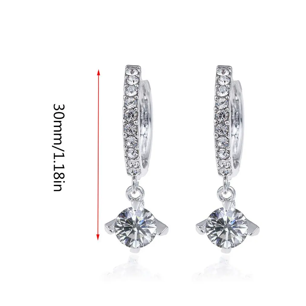 1 пара женских сережек из металлического сплава со стразами и цирконием