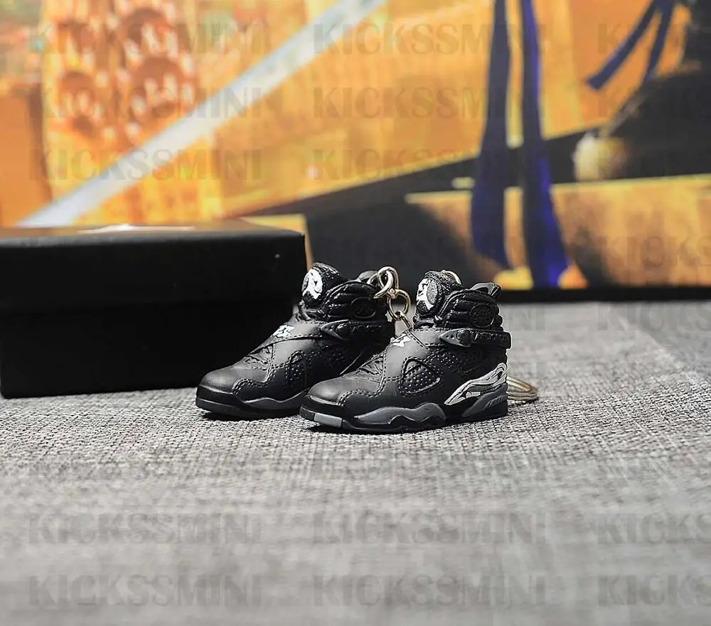 sk008-5 a pair Дропшиппинг наивысшего качества AJ8 Черный Серебряный тапки брелоки 1/6 масштаб 3D Мини тапки Джордан брелок Кукла аксессуар - Цвет: sk008-5 a pair