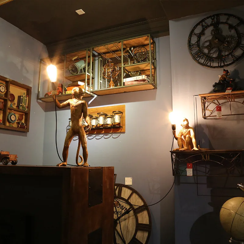 

Star wish Nordic Creative Monkey Lamp Hemp Rope Monkey Pendant Light Art Nordic Replicas Resin Hanging Monkey Lamp