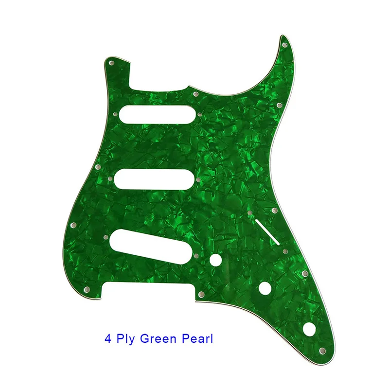 4 ply green pearl Pleroo 11 Отверстие под винт Гитара накладку для США/Мексика Fender Stratocaster Стандартный SSS St к царапинам плиты с винтами мульти - Цвет: 4 ply green pearl