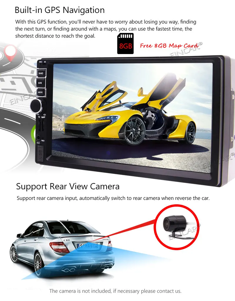 Автомобильный видео плеер USB SD Aux мультимедиа авторадио FM AM головное устройство gps