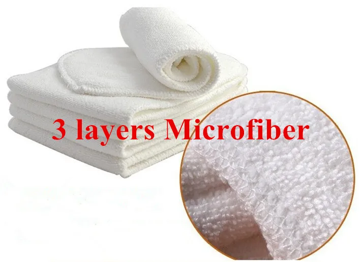 3 layers Microfiber 10 шт. вставка из микрофибры, 2 и 3 слоя моющийся многоразовый пеленки для малыша, подходит для всех подгузников - Цвет: 3 layers Microfiber
